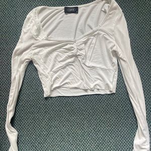 Long sleeved white crop tee